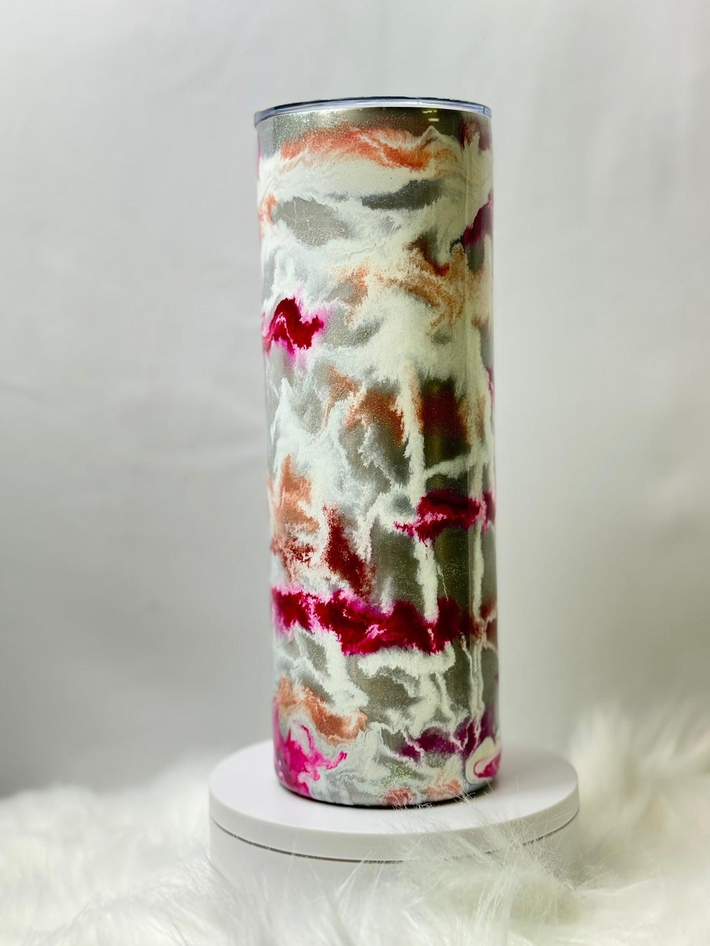 20 oz Red Grey Marble Tumbler
