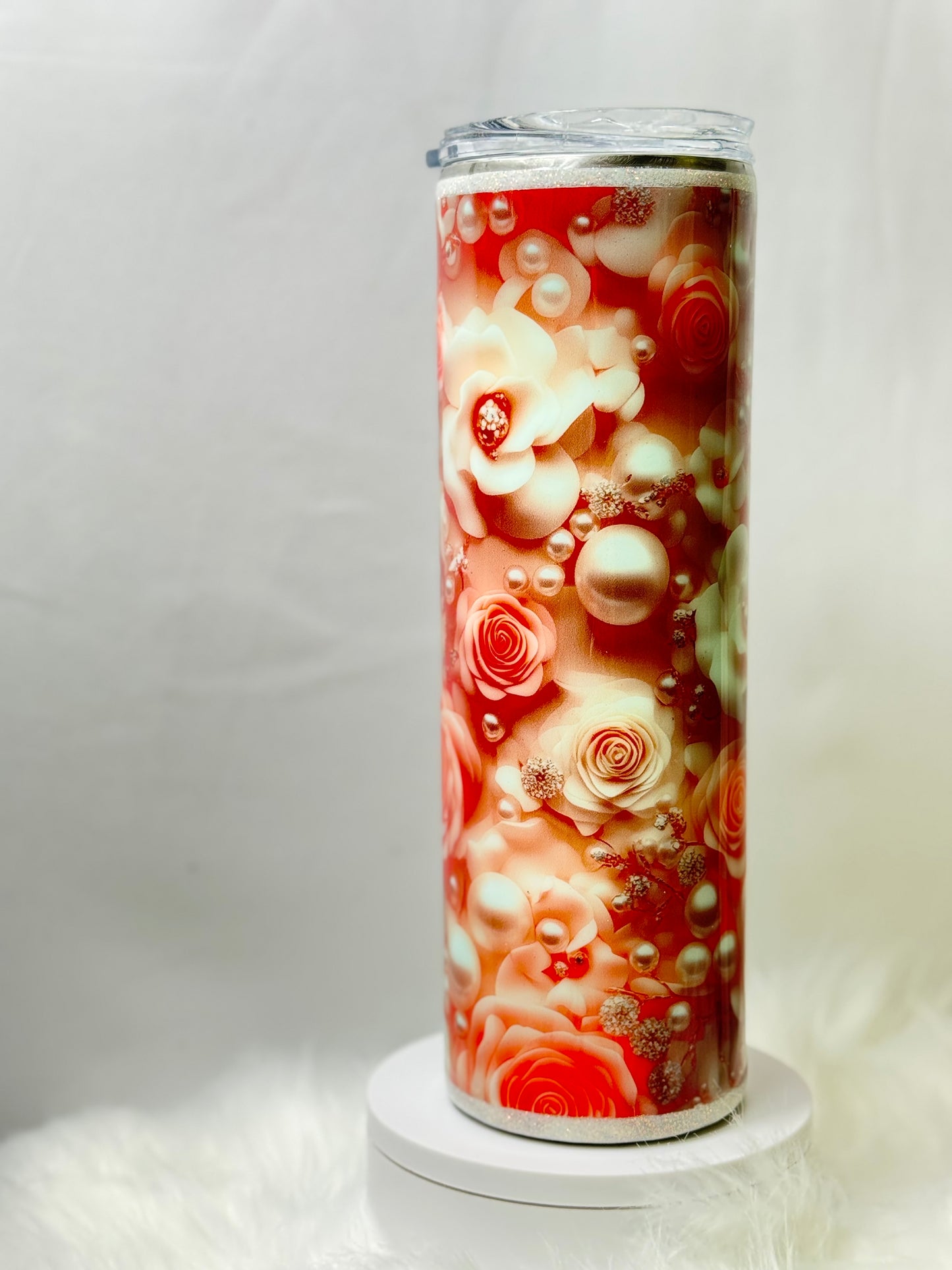 30oz Pink Roses and Pearls Tumbler