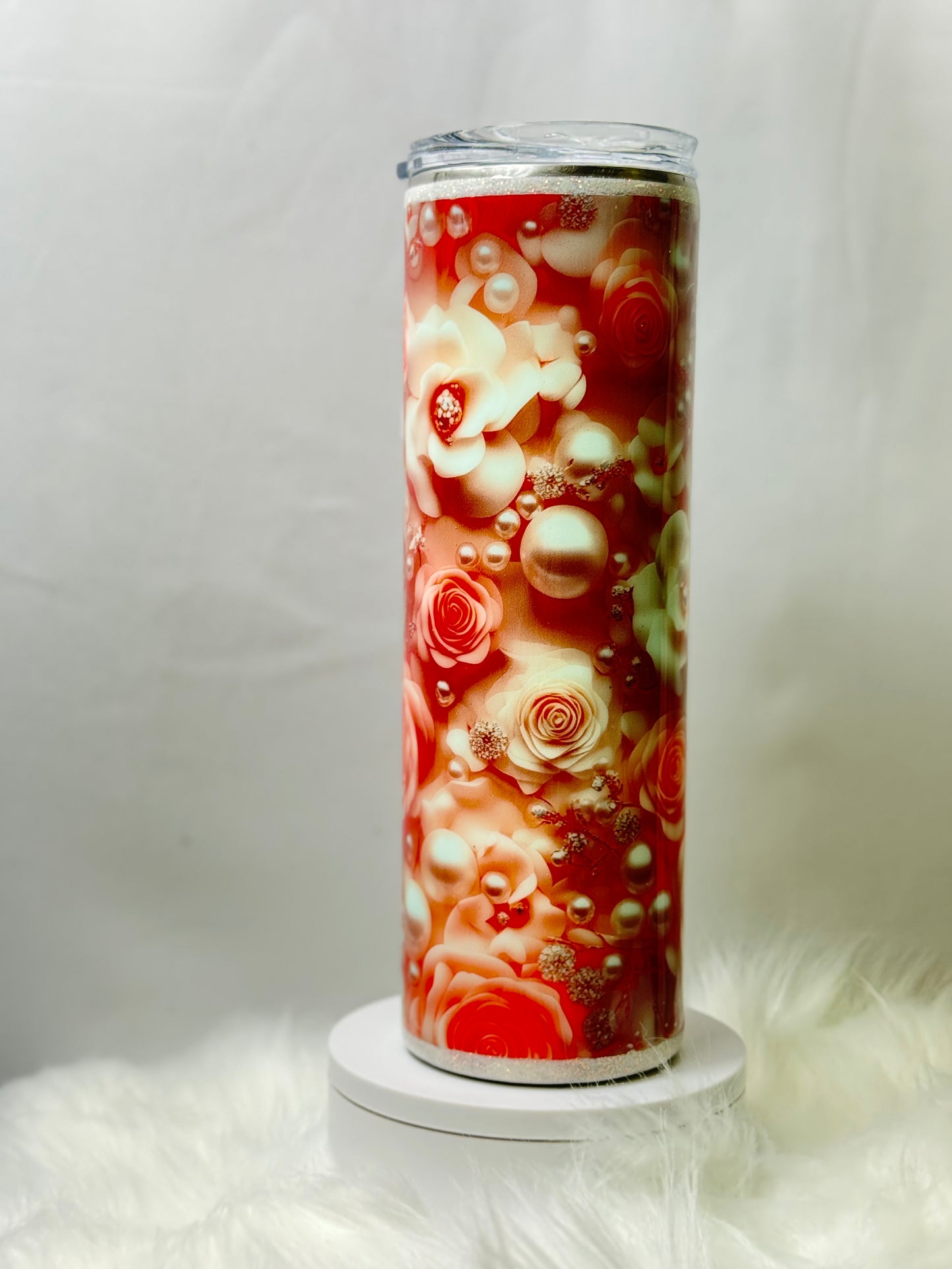 30oz Pink Roses and Pearls Tumbler