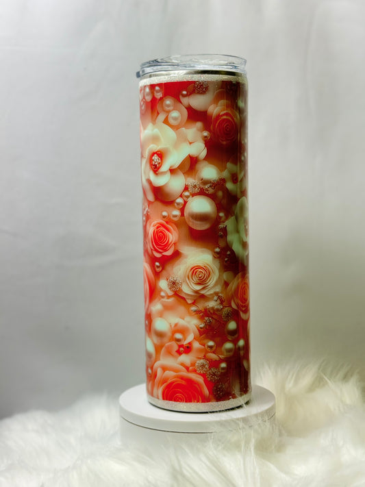 30oz Pink Roses and Pearls Tumbler