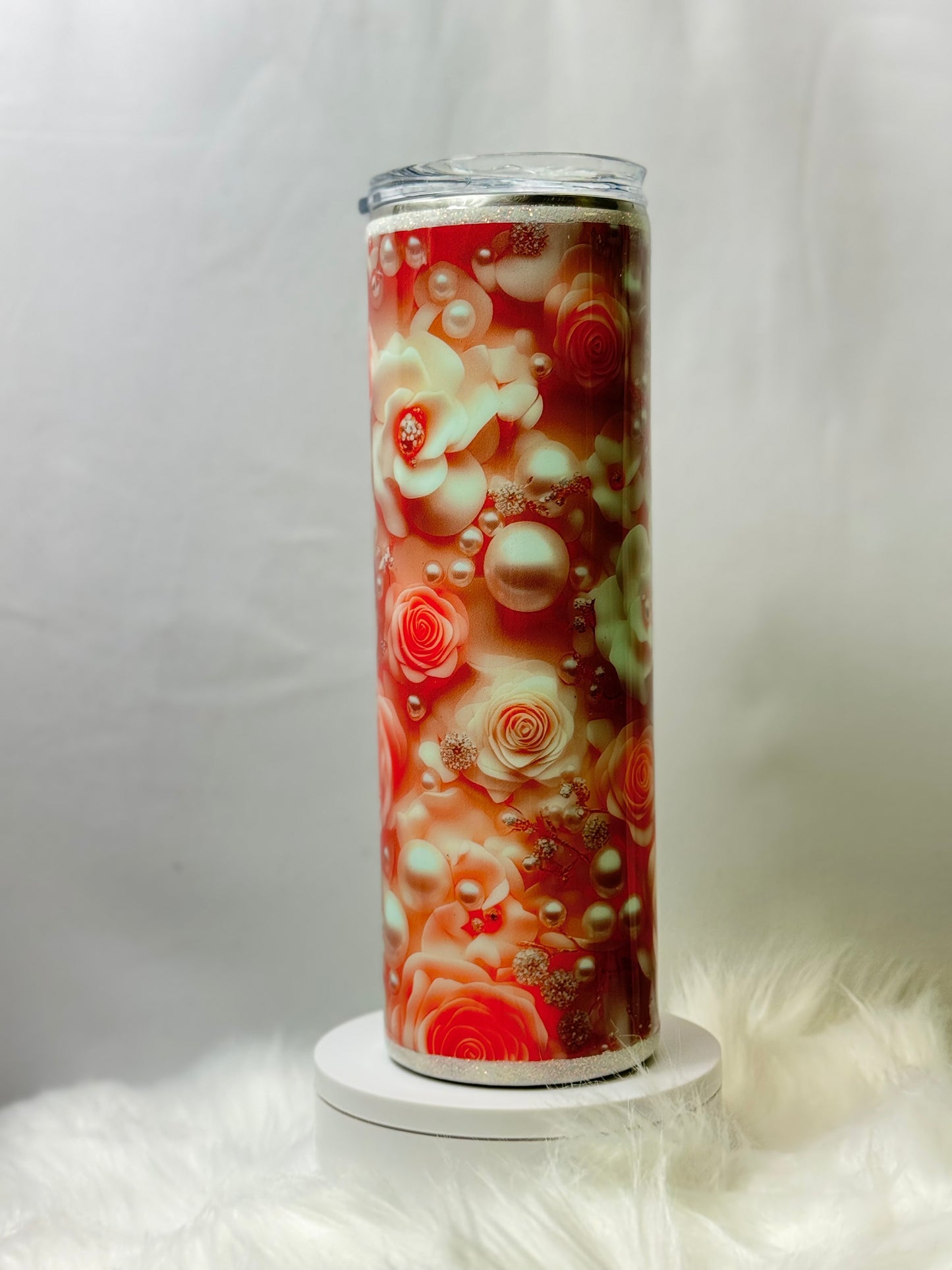 30oz Pink Roses and Pearls Tumbler