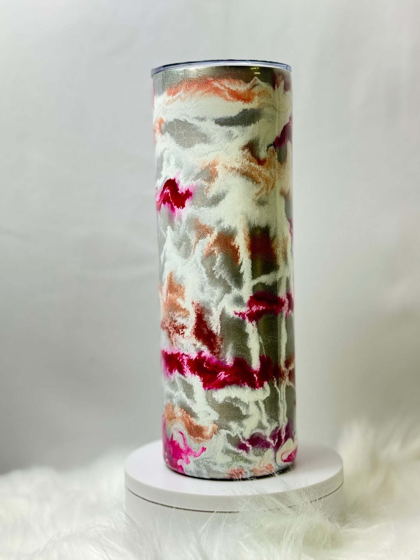 20 oz Red Grey Marble Tumbler